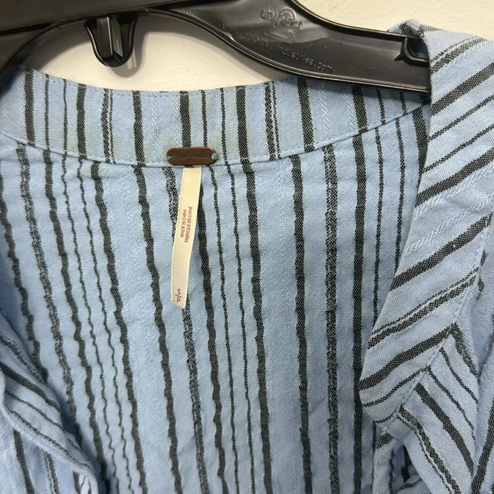 Free People Rhythm of the Night Blue and Black Striped Oversized Tunic Top - Picture 7 of 7